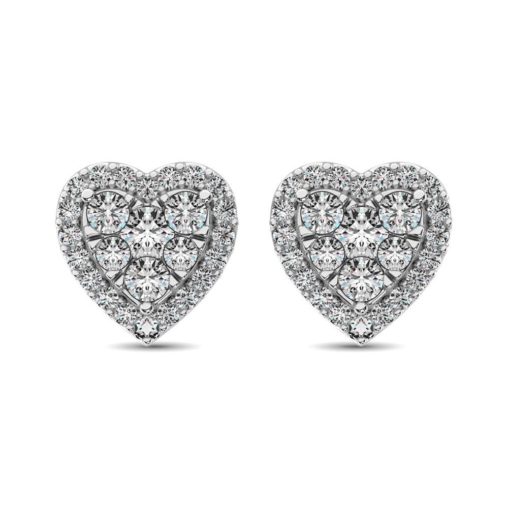 JDTK-62388W-E-P22-58 Diamond 3/4 ct tw Heart Earrings in 14K Gold - Johnny Dang & Co