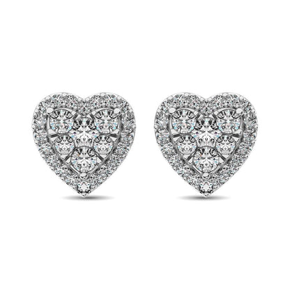 JDTK-62388W-E-P22-58 Diamond 3/4 ct tw Heart Earrings in 14K Gold - Johnny Dang & Co