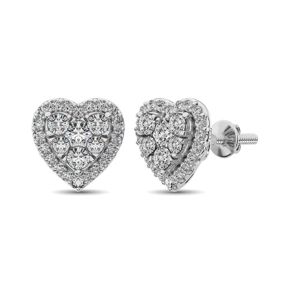 JDTK-62388W-E-P22-58 Diamond 3/4 ct tw Heart Earrings in 14K Gold - Johnny Dang & Co