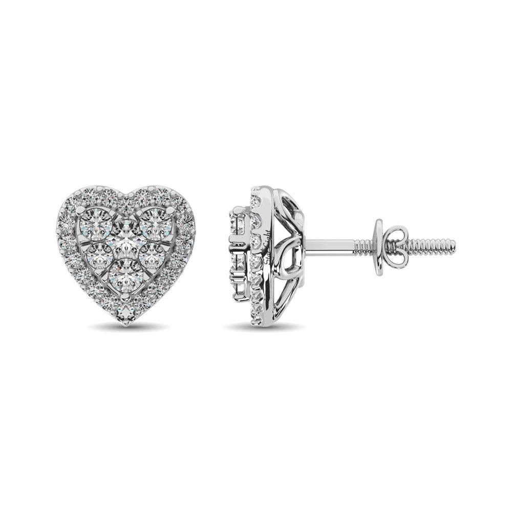 JDTK-62388W-E-P22-58 Diamond 3/4 ct tw Heart Earrings in 14K Gold - Johnny Dang & Co