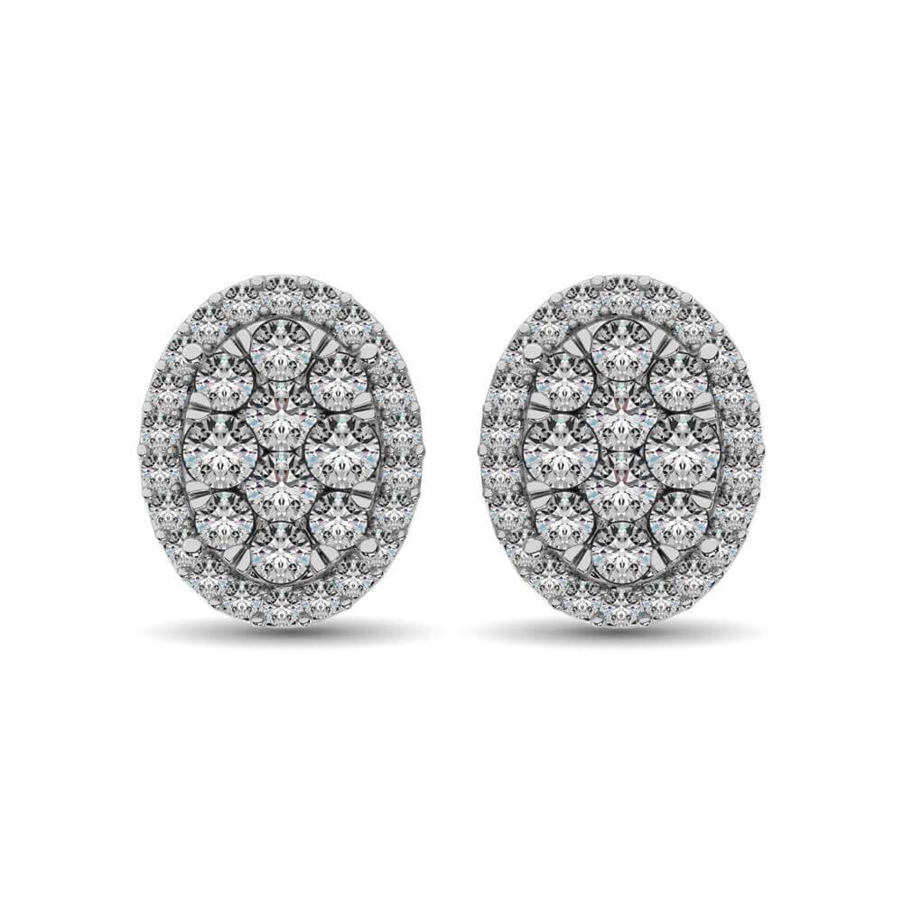 JDTK-62390W-E-6- Oval Shaped 1.2 ct tw Diamond Earrings in 14K Gold - Johnny Dang & Co