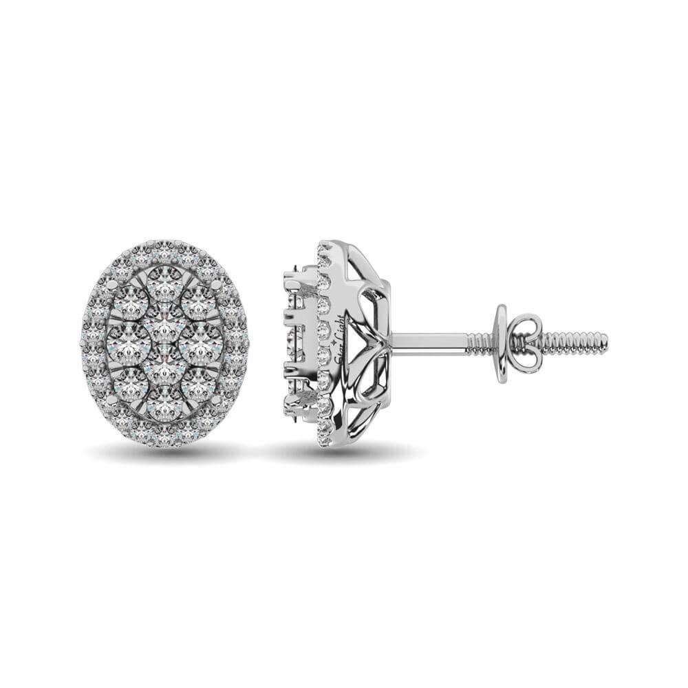 JDTK-62390W-E-6- Oval Shaped 1.2 ct tw Diamond Earrings in 14K Gold - Johnny Dang & Co