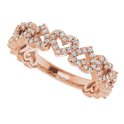JDTK-SP124362- 14K Rose 1/3 CTW Diamond Stackable Heart Ring - Johnny Dang & Co