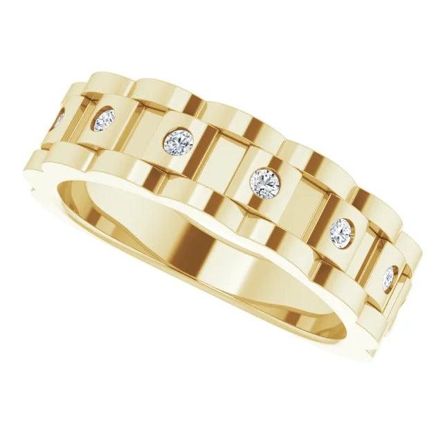 JDTKSP-9875-14K Yellow 1/4 CTW Diamond Chain Link Ring - Johnny Dang & Co