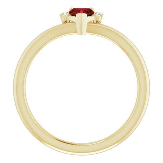 JDTKSP-72153 14K Natural Mozambique Garnet & .03 CTW Natural Diamond Heart Rring - Johnny Dang & Co