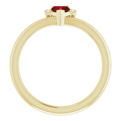 JDTKSP-72153 14K Natural Mozambique Garnet & .03 CTW Natural Diamond Heart Rring - Johnny Dang & Co