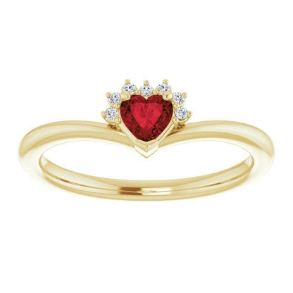 JDTKSP-72153 14K Natural Mozambique Garnet & .03 CTW Natural Diamond Heart Rring - Johnny Dang & Co