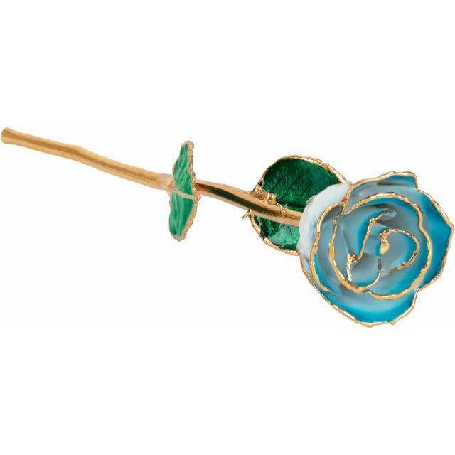 JDSP61-9049 - Lacquered Cream Turquoise Rose with Gold Trim - Johnny Dang & Co