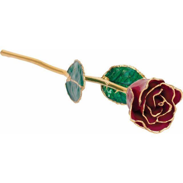 JDSP61-9051-Lacquered Garnet Colored Rose with Gold Trim - Johnny Dang & Co