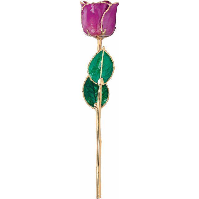 JDSP61-9053 - Lacquered Amethyst Colored Rose with Gold Trim - Johnny Dang & Co