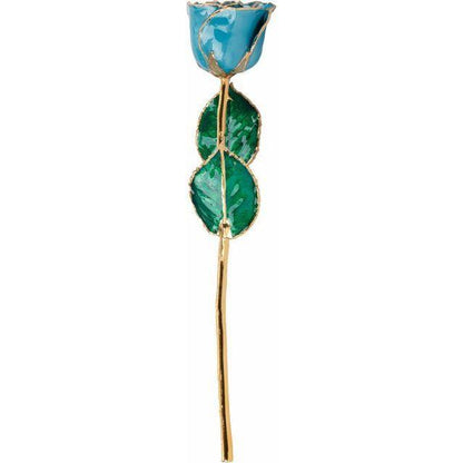 JDSP61-9086-Lacquered Aquamarine Colored Rose with Gold Trim - Johnny Dang & Co