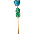 JDSP61-9094 - Lacquered Blue Zircon Colored Rose with Gold Trim - Johnny Dang & Co