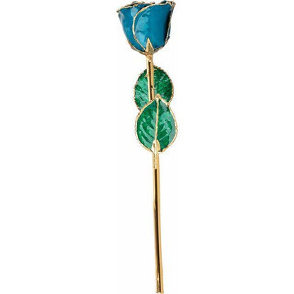 JDSP61-9094 - Lacquered Blue Zircon Colored Rose with Gold Trim - Johnny Dang & Co