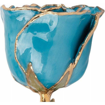 JDSP61-9086-Lacquered Aquamarine Colored Rose with Gold Trim - Johnny Dang & Co