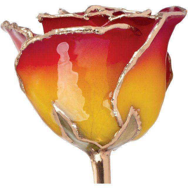 JDSP61-9058 - Lacquered Sunset Yellow & Red Rose with Gold Trim - Johnny Dang & Co
