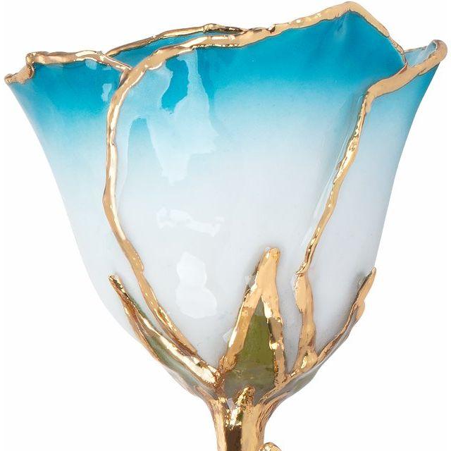 JDSP61-9049 - Lacquered Cream Turquoise Rose with Gold Trim - Johnny Dang & Co