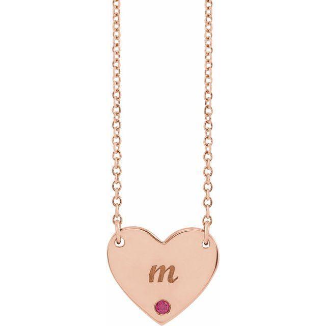 Natural Ruby Engravable Heart 18" Necklace - Johnny Dang & Co