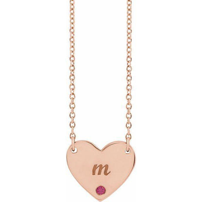 Natural Ruby Engravable Heart 18" Necklace - Johnny Dang & Co