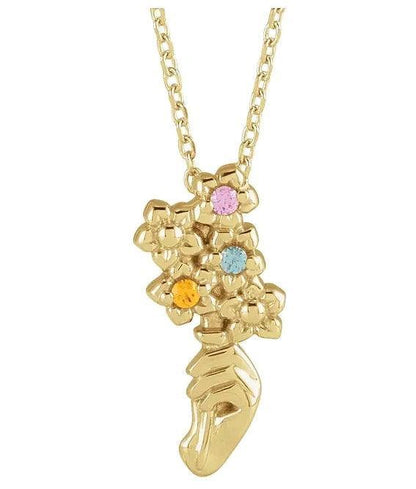 JDTKSP-88124- 14K 3-BirthStone Growing Bouquet Family 16-18" Necklace - Johnny Dang & Co