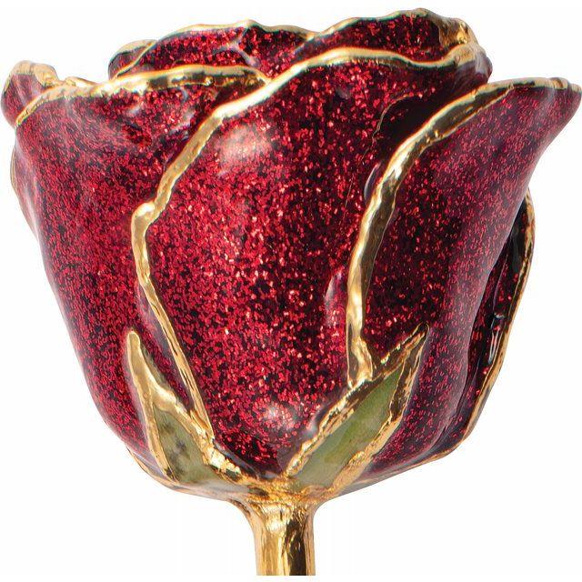 JDSP 61-9109 Lacquered Ruby Colored Sparkle Rose with Gold Trim - Johnny Dang & Co