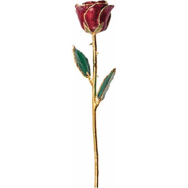 JDSP 61-9109 Lacquered Ruby Colored Sparkle Rose with Gold Trim - Johnny Dang & Co