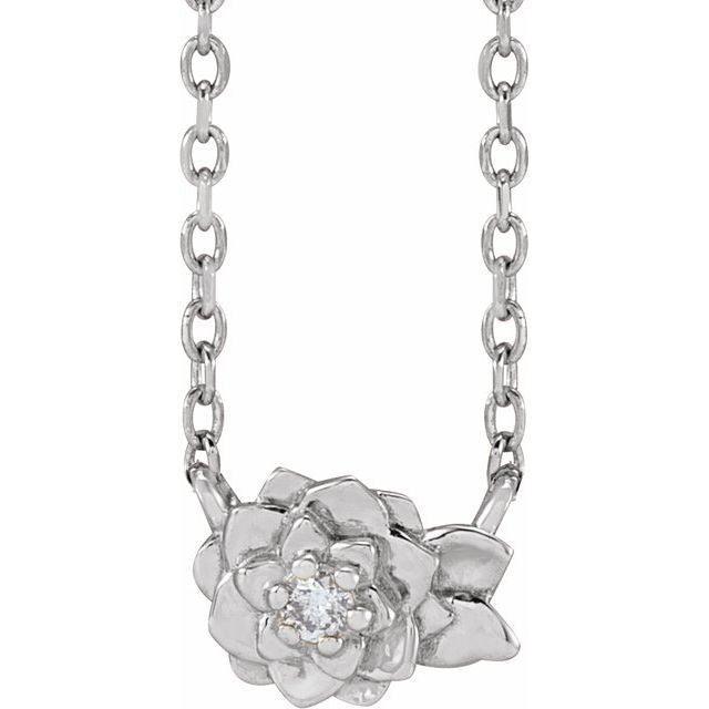 JDTKSP-88041- 14K 0.015 CT Natural Diamond Flower 16-18" Necklace - Johnny Dang & Co