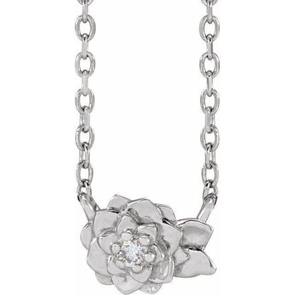 JDTKSP-88041- 14K 0.015 CT Natural Diamond Flower 16-18" Necklace - Johnny Dang & Co