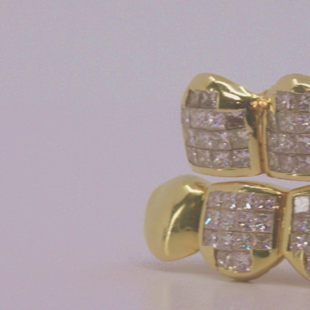 18k Flawless Princess Cut Diamond Invisible Set Grillz