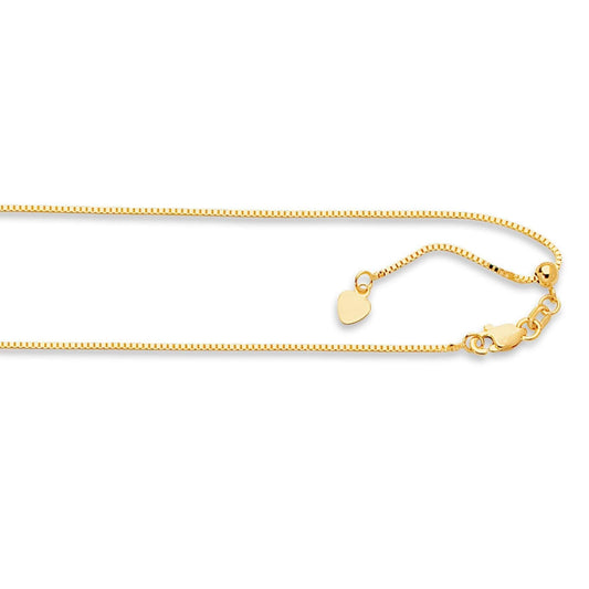 14kt 22 inches Yellow Gold .85mm Diamond Cut Adjustable Box Chain with Lobster Clasp - Johnny Dang & Co