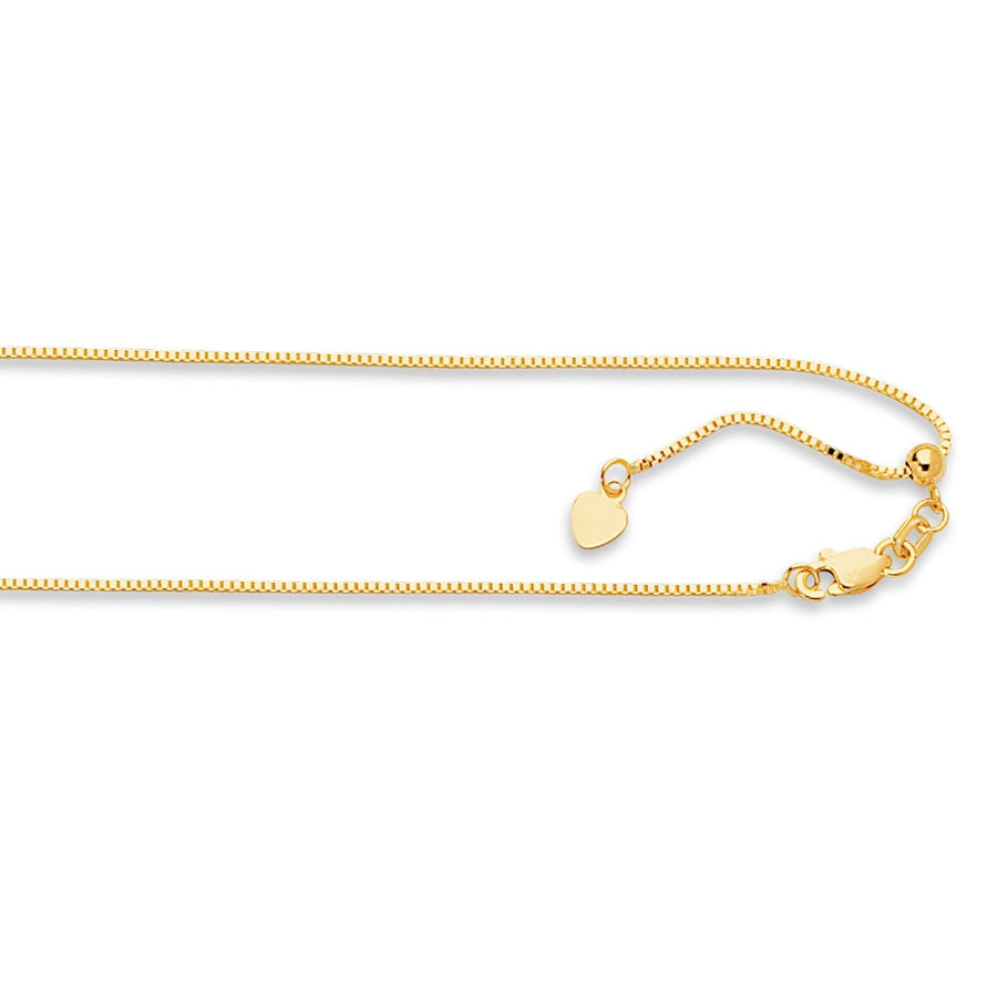 14kt 22 inches Yellow Gold .85mm Diamond Cut Adjustable Box Chain with Lobster Clasp