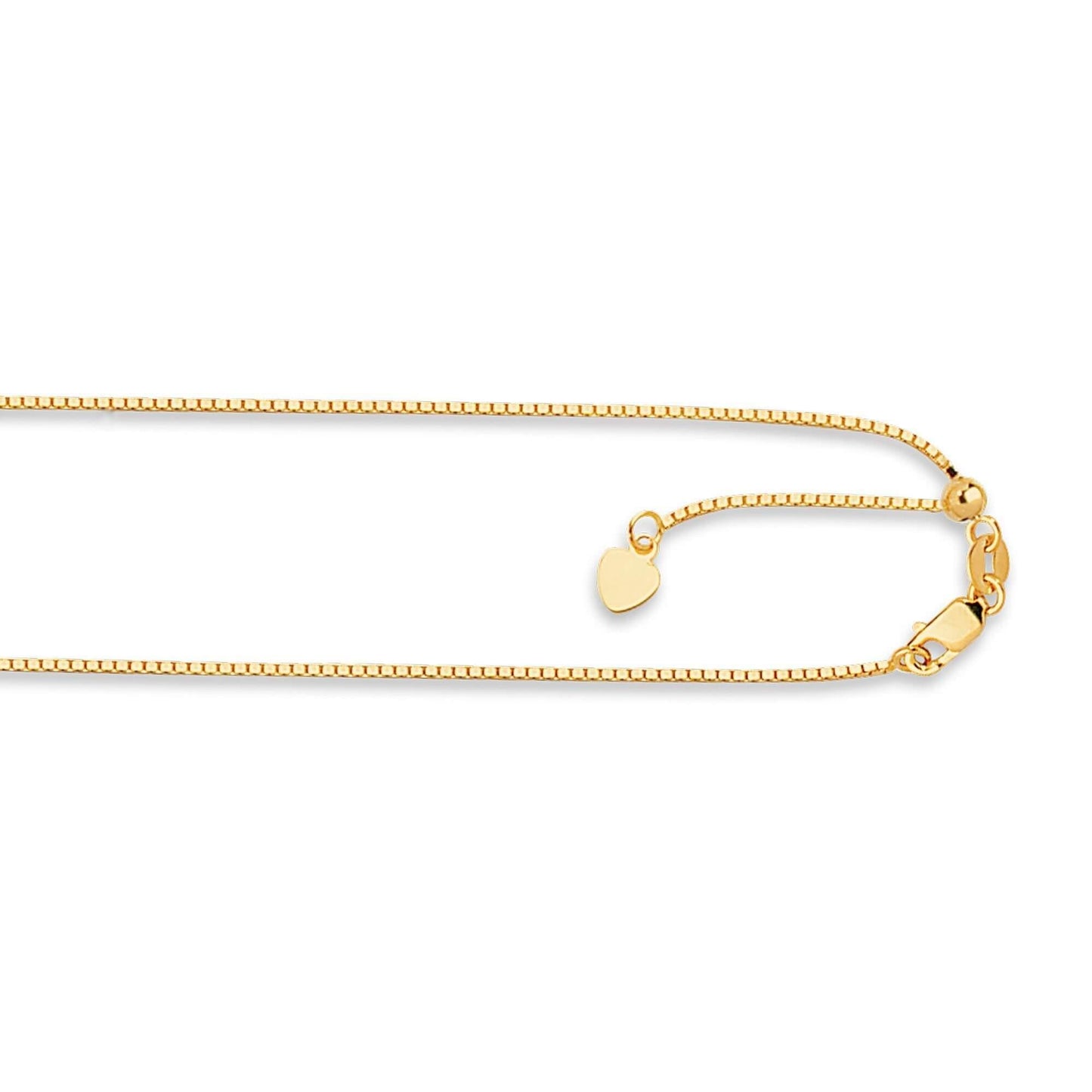 14kt 22 inches Yellow Gold 1.1mm Diamond Cut Adjustable Box Chain with Lobster Clasp - Johnny Dang & Co