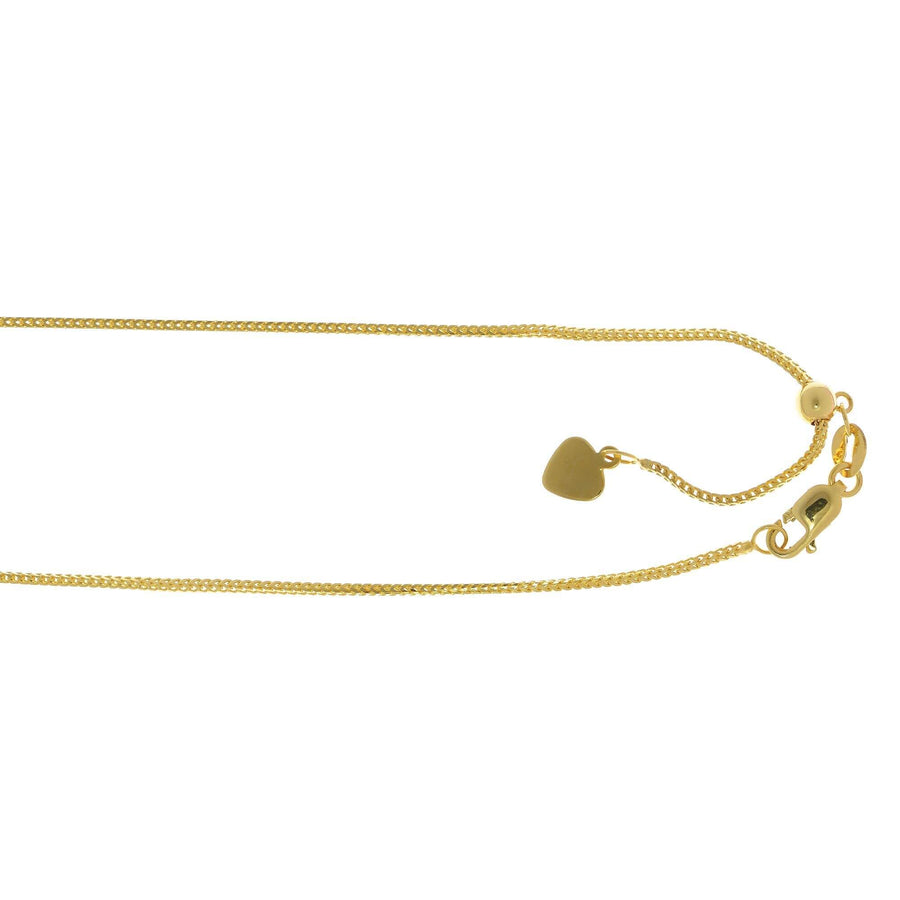 14kt 22 inches Yellow Gold 0.9mm Adjustable Franco Chain