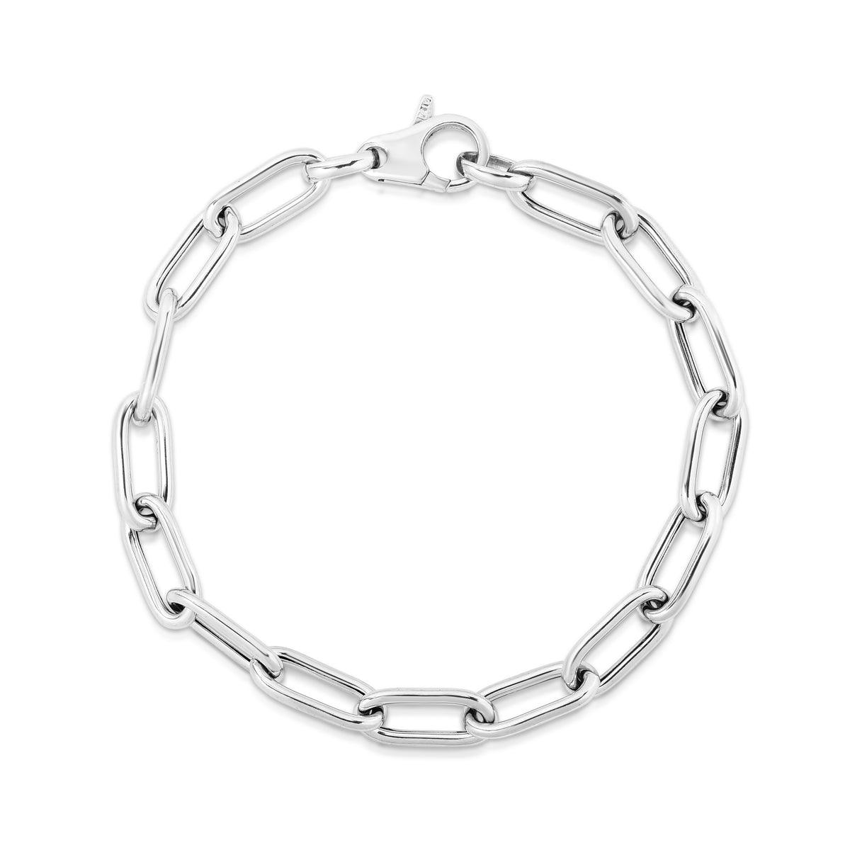 Silver Rounded Paperclip Link Bracelet - Johnny Dang & Co