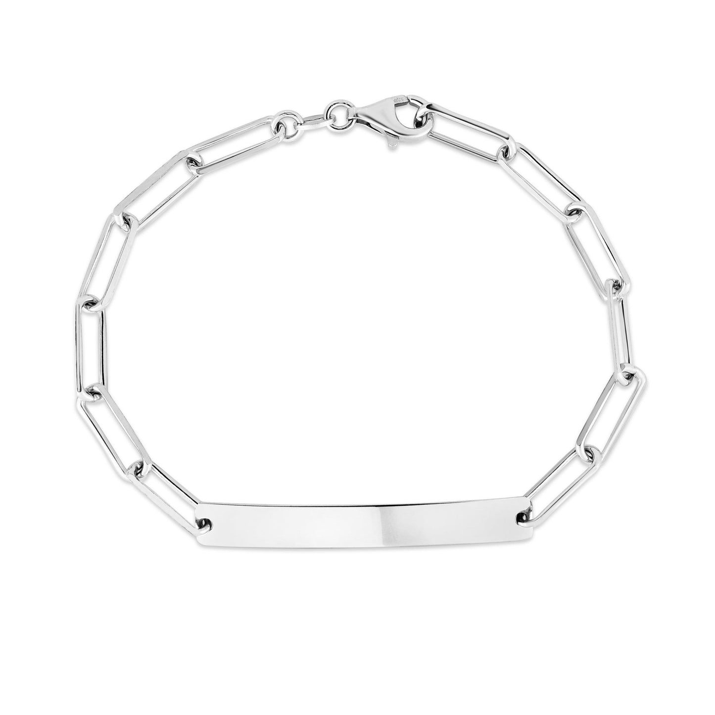 Silver Engravable ID Bar Paperclip Bracelet - Johnny Dang & Co