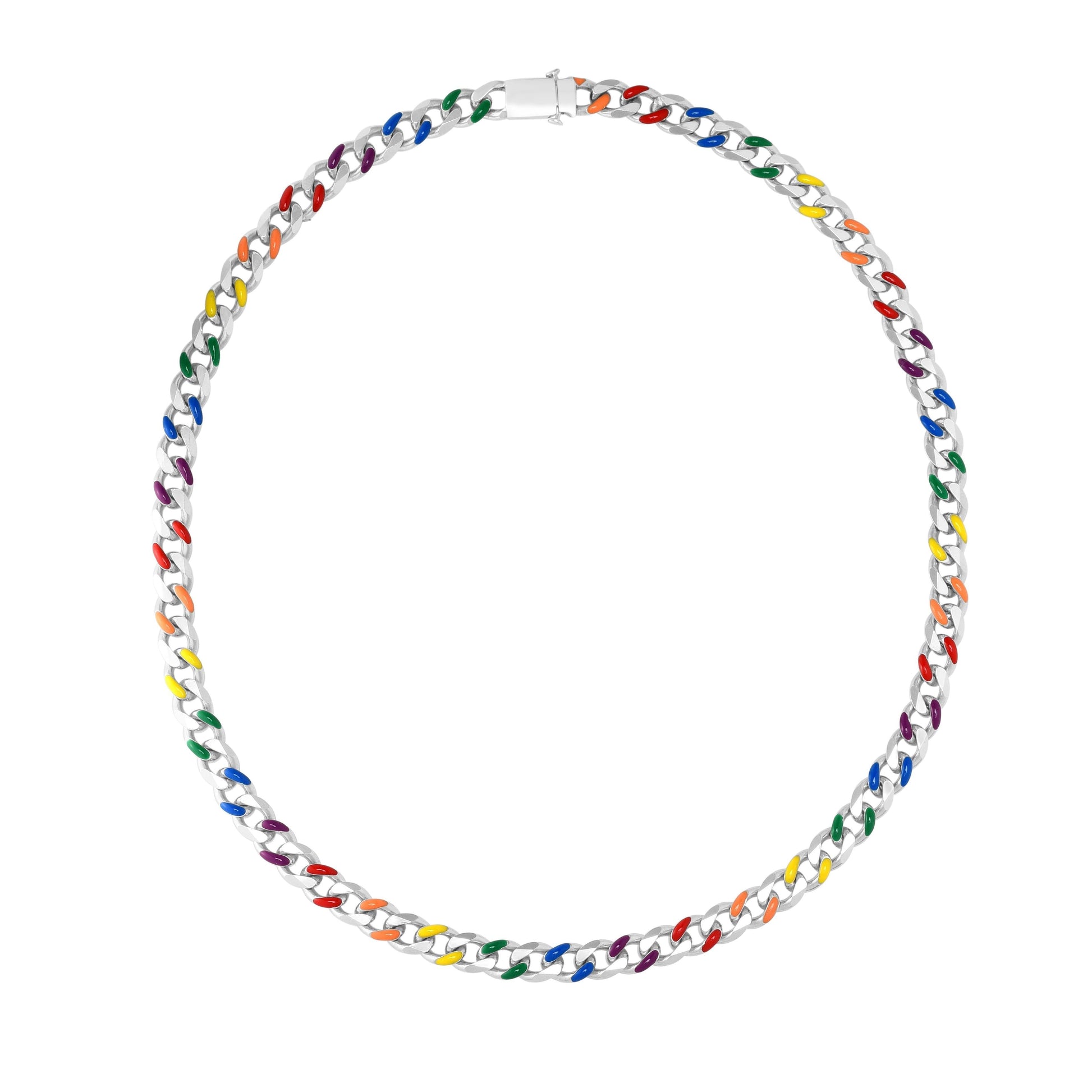 Silver Rainbow Miami Cuban Necklace - Johnny Dang & Co