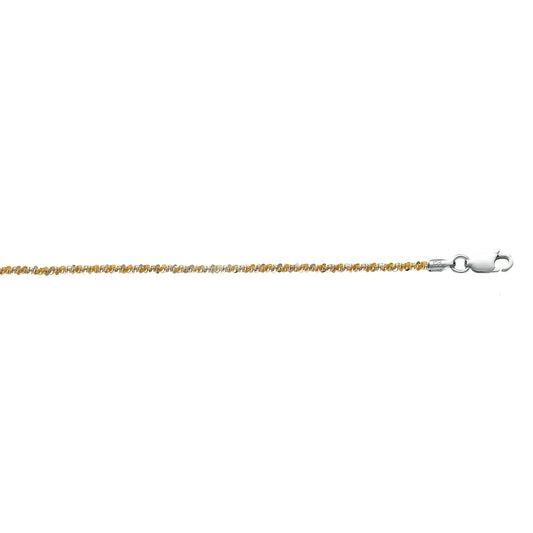 Silver Two-tone Sparkle Chain Anklet - Johnny Dang & Co
