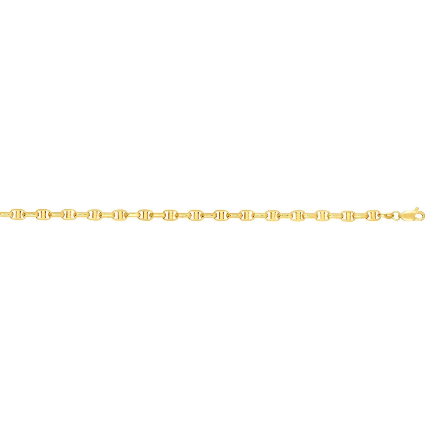 14kt Gold 20 inches Yellow Finish 4.9mm Shiny Oval Anchor Chain with Lobster Clasp - Johnny Dang & Co