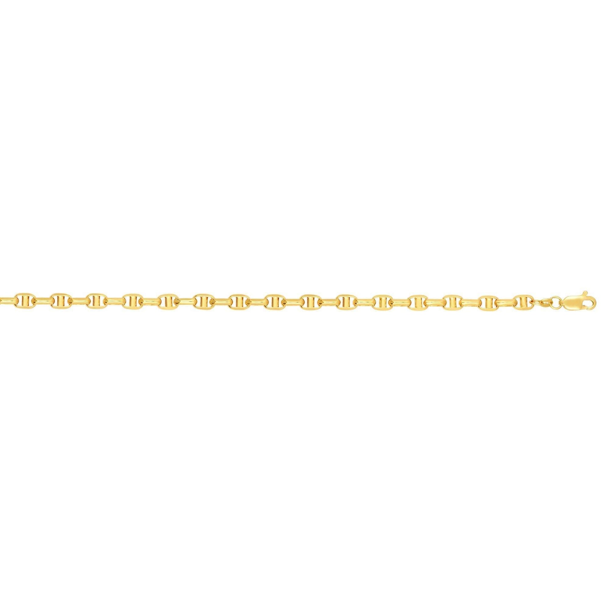 14kt Gold 20 inches Yellow Finish 4.9mm Shiny Oval Anchor Chain with Lobster Clasp - Johnny Dang & Co