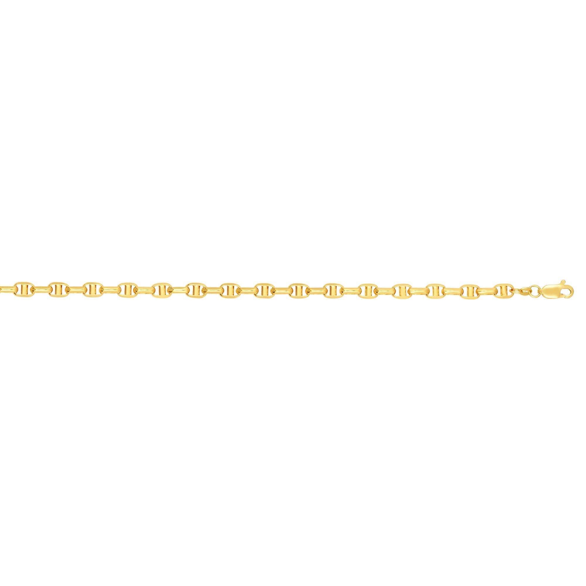 14kt Gold 20 inches Yellow Finish 4.9mm Shiny Oval Anchor Chain with Lobster Clasp - Johnny Dang & Co