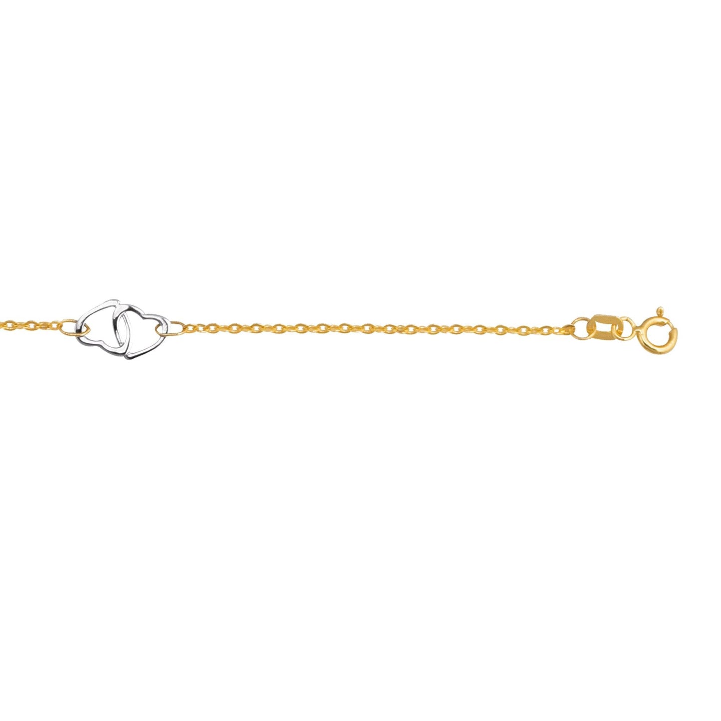 14K Two-tone Gold Interlocking Heart Anklet - Johnny Dang & Co