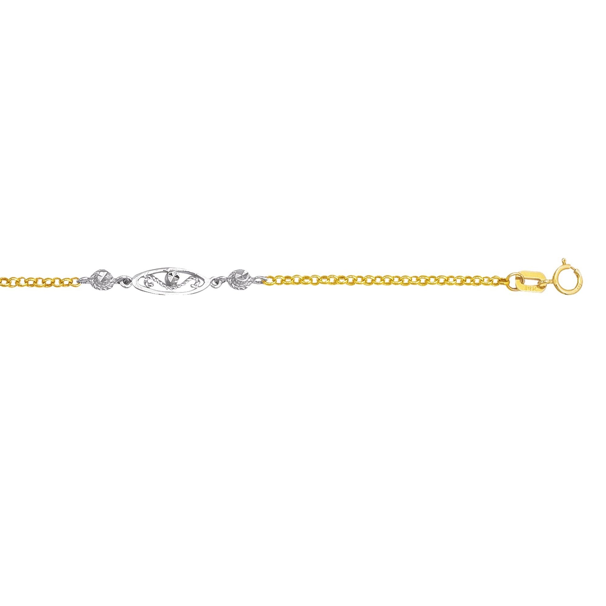 14K Two-tone Gold Anklet - Johnny Dang & Co