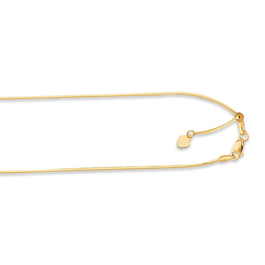 14kt 22 inches Yellow Gold .85mm Diamond Cut Adjustable Octagon Chain with Lobster Clasp - Johnny Dang & Co