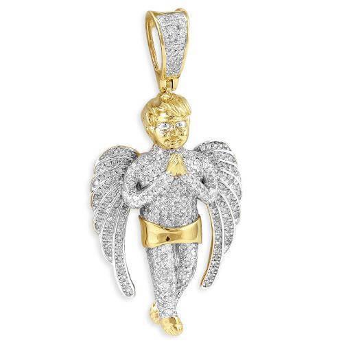 10KY 1.25CTW DIAMOND ANGEL PENDANT WITH PRAYING - Johnny Dang & Co