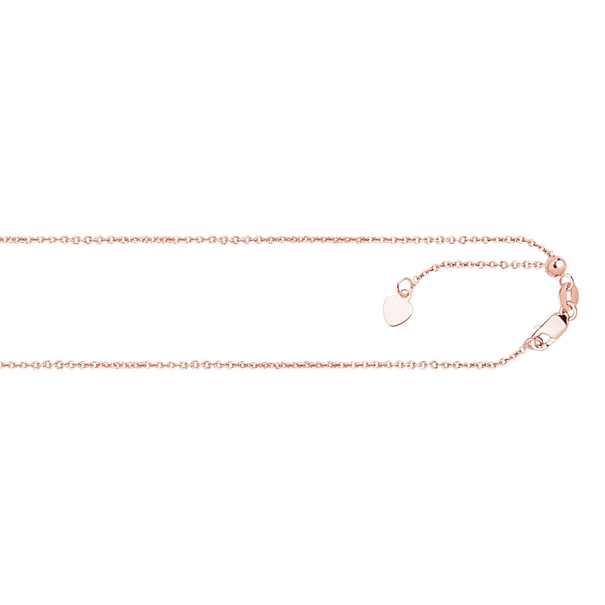 14kt 22 inches Rose Gold 0.9mm Diamond Cut Adjustable Cable Chain with Lobster Clasp+ Small hearing Charm - Johnny Dang & Co