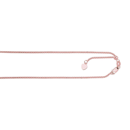 14kt 22 inches Rose Gold 1.3mm Diamond Cut Adjustable Popcorn Chain with Lobster Clasp+ Hearing Charm - Johnny Dang & Co