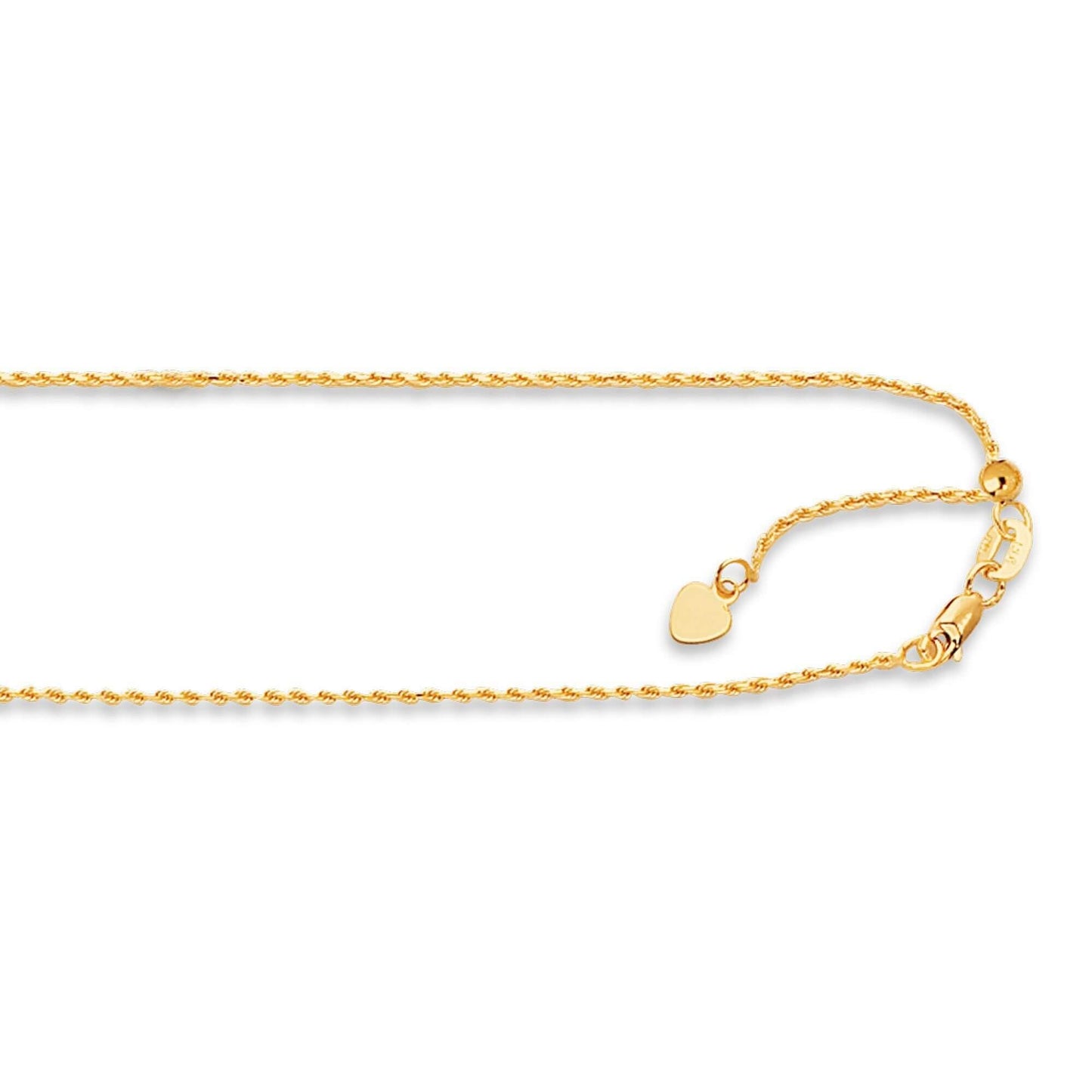 14kt 22 inches Yellow Gold 1.1mm Diamond Cut Adjustable Royal Rope Chain with Lobster Clasp - Johnny Dang & Co