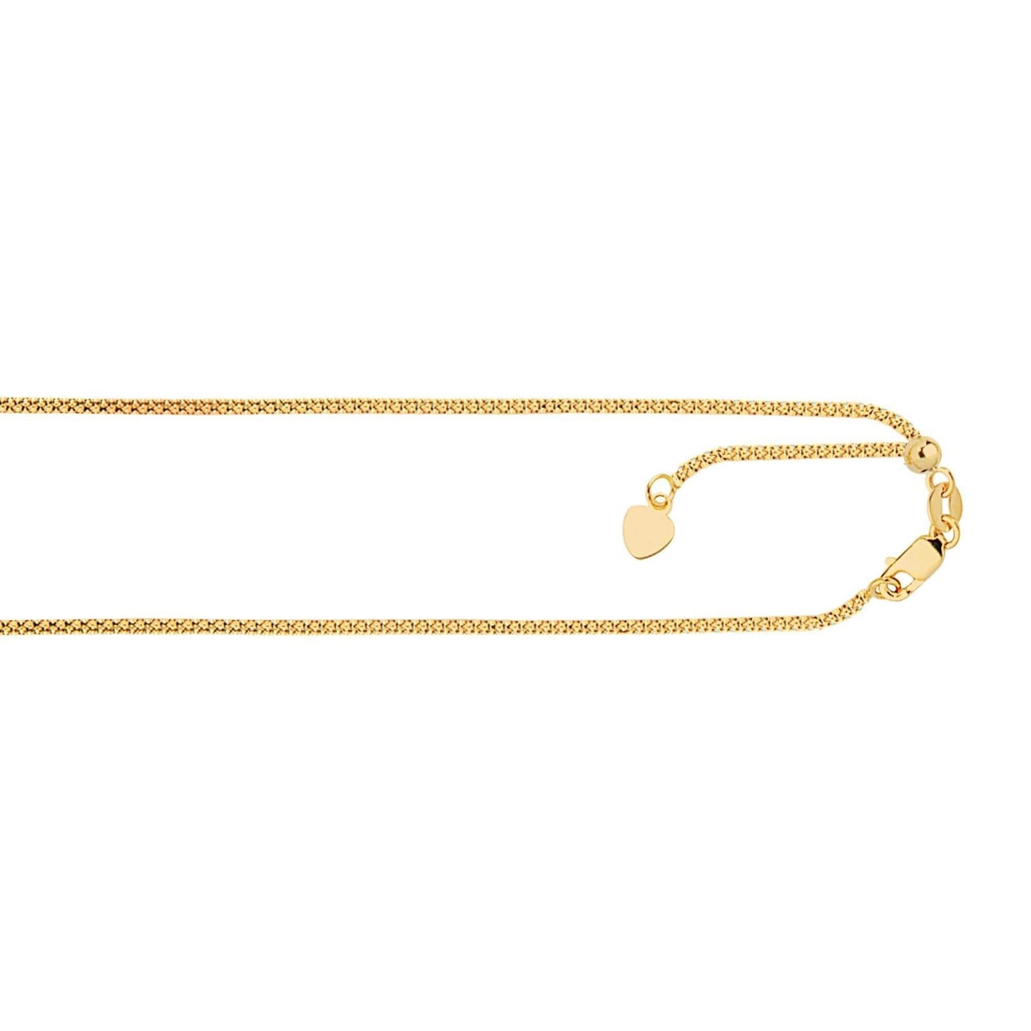 14kt 22 inches Yellow Gold 1.3mm Diamond Cut Adjustable Popcorn Chain with Lobster Clasp+ Hearing Charm - Johnny Dang & Co