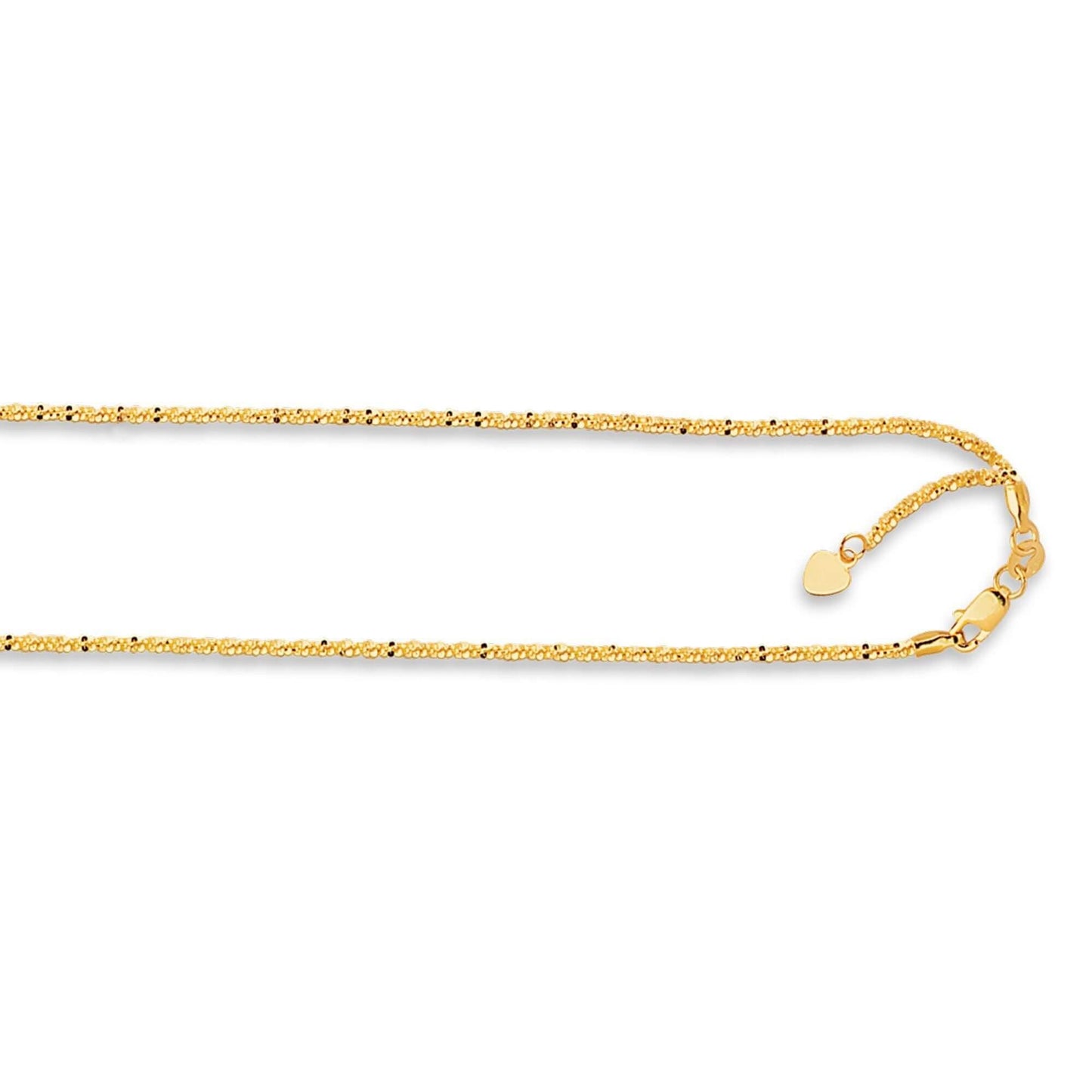 14kt 22 inches Yellow Gold 1.5mm Diamond Cut Adjustable Sparkle Chain with Lobster Clasp - Johnny Dang & Co
