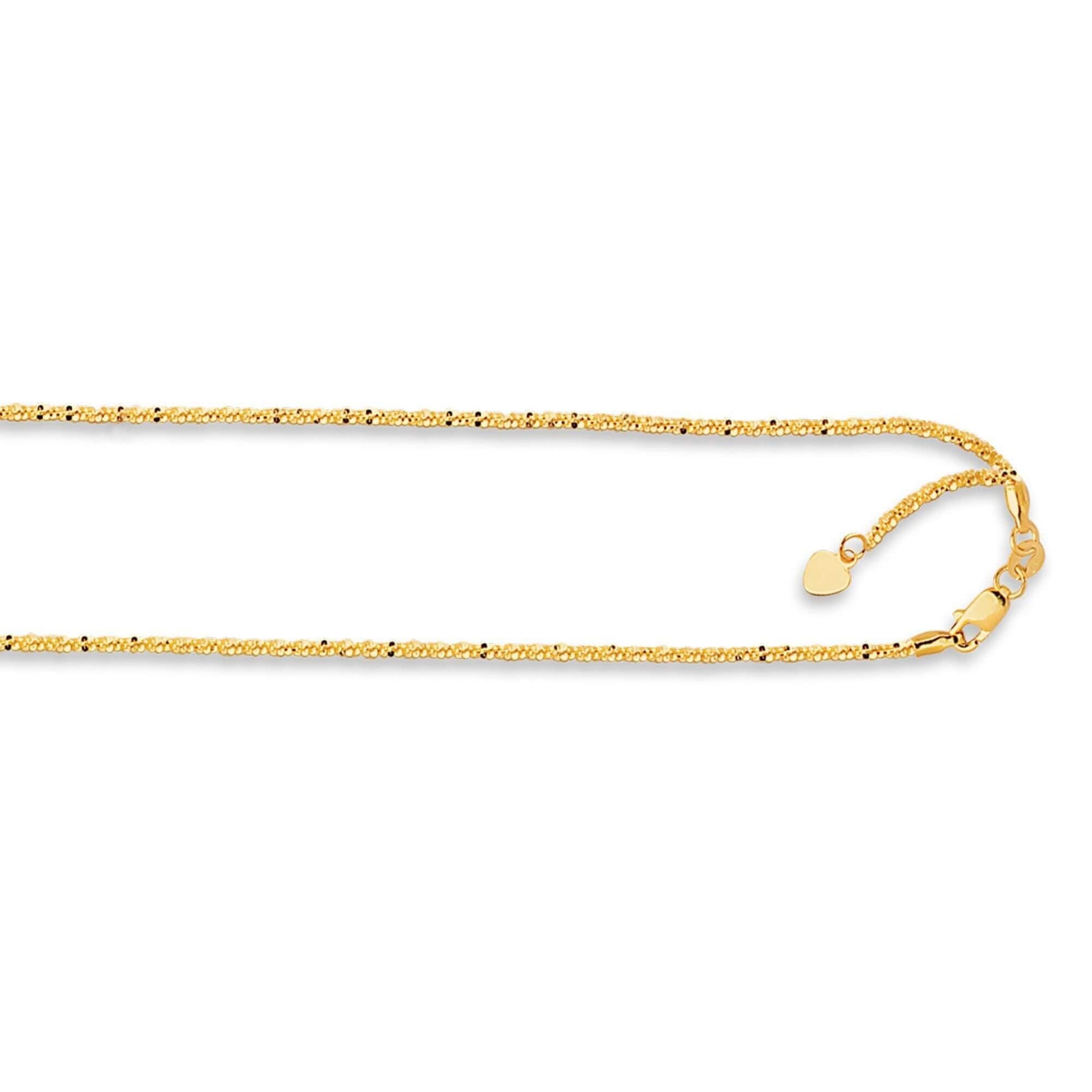 14kt 22 inches Yellow Gold 1.5mm Diamond Cut Adjustable Sparkle Chain with Lobster Clasp - Johnny Dang & Co
