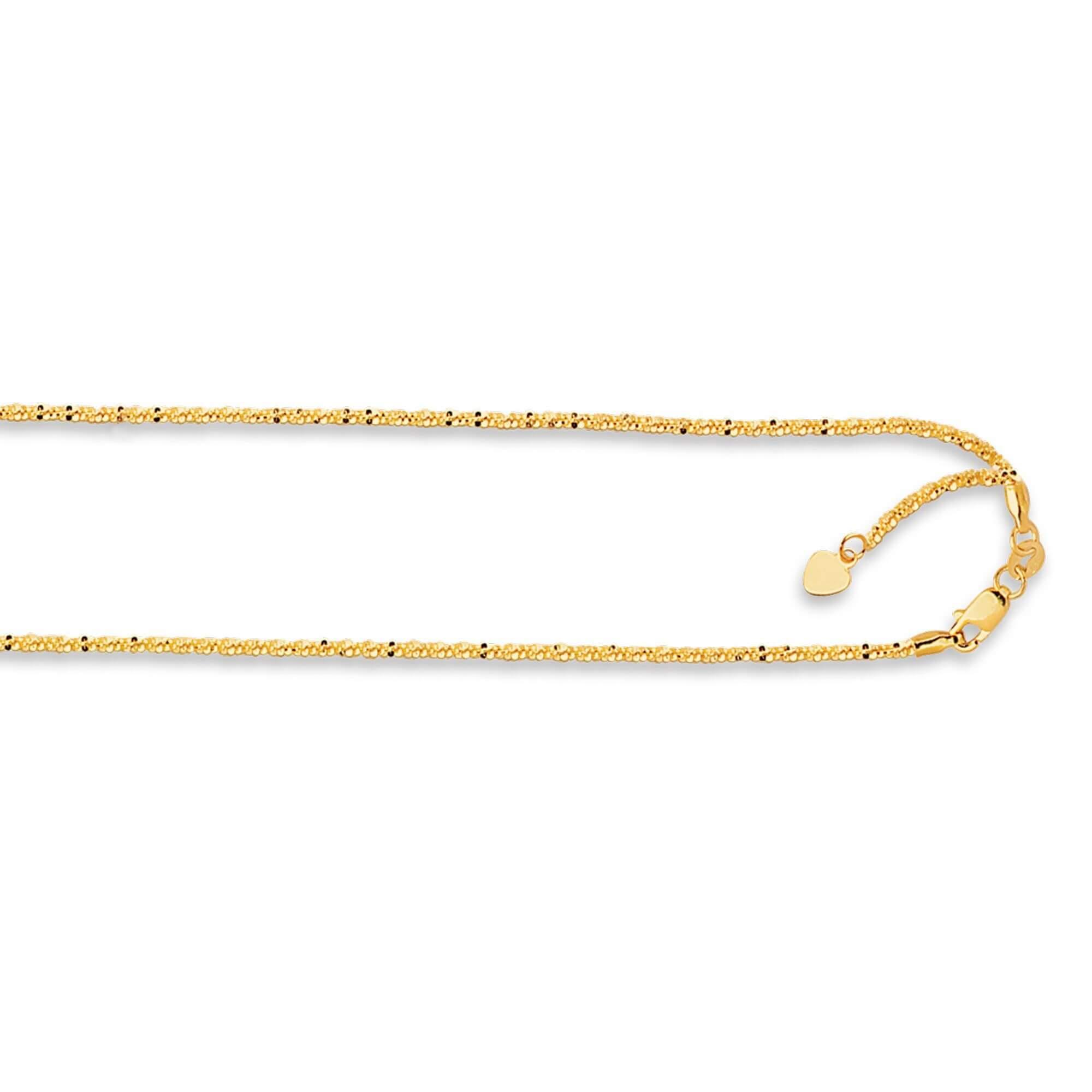 14kt 22 inches Yellow Gold 1.5mm Diamond Cut Adjustable Sparkle Chain with Lobster Clasp - Johnny Dang & Co